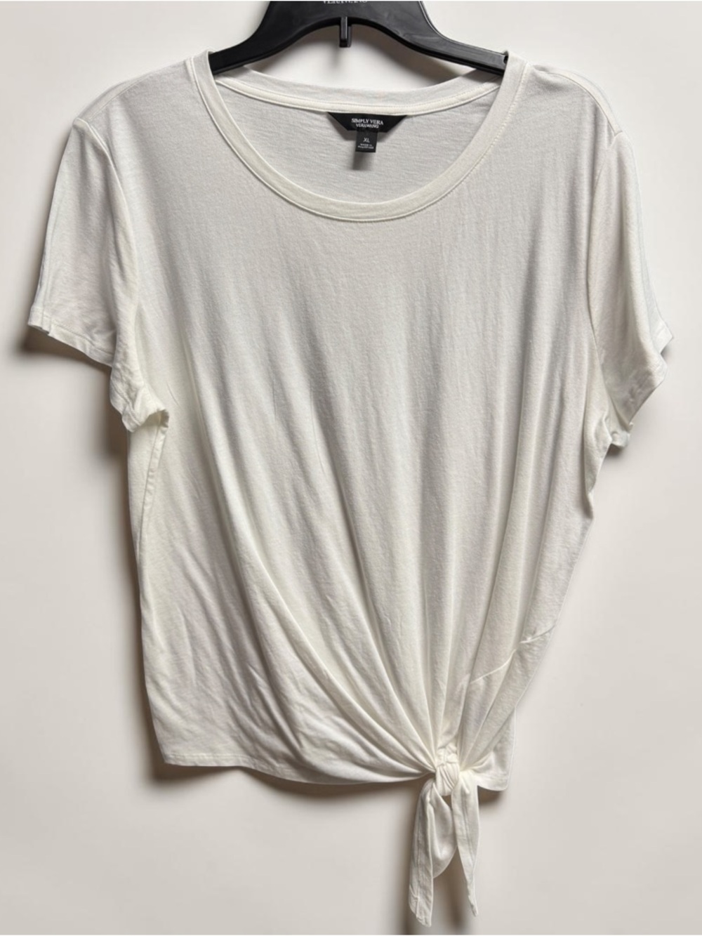 Simply Vera Wang White Tie Front Top XL NWT Soft Knit Blouse